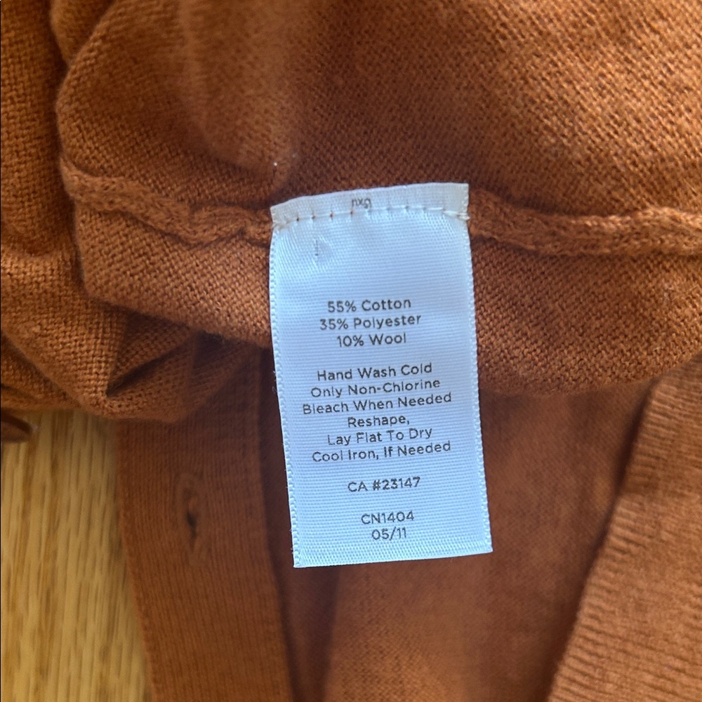 Talbots Rust Cardigan with Ruffled Neckline - Picture 7 of 7